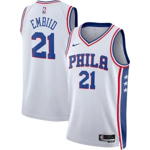 Fantastico Eccezionale Stupendo Joel Embiid Philadelphia 76ers Nike Unisex Swingman Jersey Association Edition White/Royal  per i veri fan