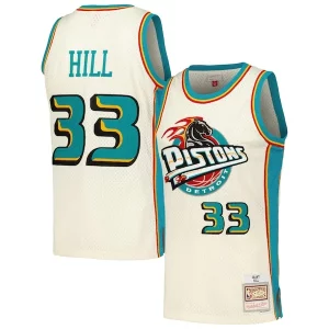 Fantastico Gorgeous Grant Hill Detroit Pistons Chainstitch Swingman Jersey Cream  per i veri fan