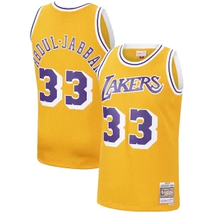Fantastico Kareem Abdul Jabbar Los Angeles Lakers Hardwood Classics Swingman Jersey Gold/Purple  per i veri fan