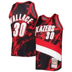 Fantastico Rasheed Wallace Portland Trail Blazers 1999/00 Hardwood Classics Marble Swingman Jersey Black  per i veri fan