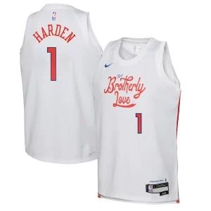 Fantastico Splendido Accattivante James Harden Philadelphia 76ers Nike Youth 2022/23 Swingman Jersey City Edition White  per i veri fan