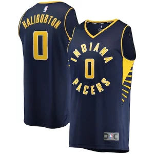 Fantastico Tyrese Haliburton Indiana Pacers Fast Break Replica Jersey Icon Edition Navy  per i veri fan