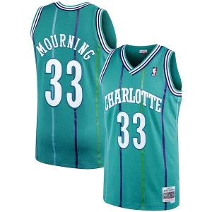 Fascinante Classico Alonzo Mourning Charlotte Hornets 1992/93 Hardwood Classics Swingman Jersey Teal  per i veri fan
