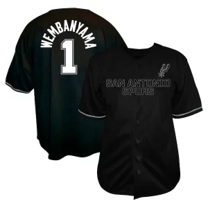 Fascinante Gorgeous Victor Wembanyama San Antonio Spurs Profile Big & Tall Name & Number Button Up Jersey Black  per i veri fan
