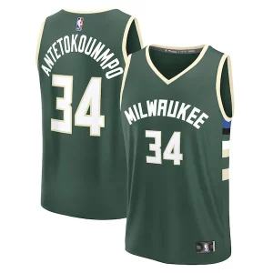 Carino Classico Lussuoso Giannis Antetokounmpo Milwaukee Bucks Fast Break Replica Player Jersey Icon Edition Hunter Green  per i veri fan