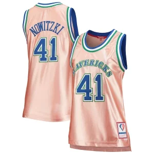 Fascinante Pratico Dirk Nowitzki Dallas Mavericks Women's 75th Anniversary Rose Gold 1998 Swingman Jersey Pink  per i veri fan