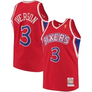 Fascinante Sofisticato Moderno Allen Iverson Philadelphia 76ers 1996/97 Hardwood Classics Authentic Jersey Red/Black/White  per i veri fan