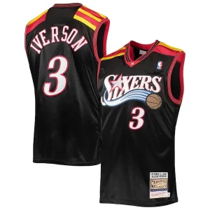 Gorgeous Accattivante Allen Iverson Philadelphia 76ers 2006 Hardwood Classics Authentic Jersey Black/Red/White  per i veri fan