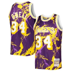 Gorgeous Cool Versatile Shaquille O'Neal Los Angeles Lakers 1996/97 Hardwood Classics Marble Swingman Jersey Purple  per i veri fan