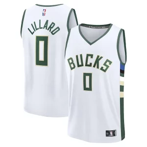 Gorgeous Damian Lillard Milwaukee Bucks Fast Break Replica Player Jersey Association Edition White  per i veri fan