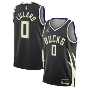 Gorgeous Damian Lillard Milwaukee Bucks Jordan Brand Unisex Swingman Player Jersey Statement Edition Black  per i veri fan