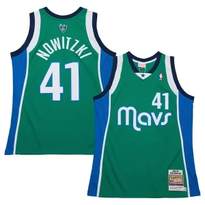 Gorgeous Dirk Nowitzki Dallas Mavericks 2004/05 Hardwood Classics Authentic Jersey Green  per i veri fan