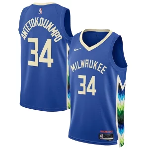 Gorgeous Giannis Antetokounmpo Milwaukee Bucks Nike Unisex 2022/23 Swingman Jersey City Edition Royal  per i veri fan