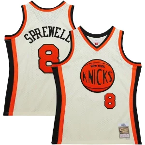 Gorgeous Prestigioso Carino Latrell Sprewell New York Knicks Chainstitch Swingman Jersey Cream  per i veri fan
