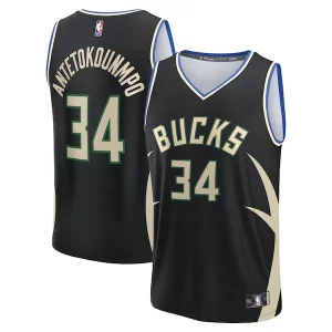 Incantevole Cool Magnifico Giannis Antetokounmpo Milwaukee Bucks Youth Fast Break Replica Player Jersey Statement Edition Black  per i veri fan