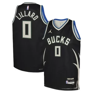 Incantevole Fantastico Versatile Damian Lillard Milwaukee Bucks Jordan Brand Youth Swingman Jersey Statement Edition Black  per i veri fan