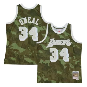 Lussuoso Eccezionale Shaquille O'Neal Los Angeles Lakers Hardwood Classics 1996/97 Ghost Green Swingman Jersey Camo  per i veri fan