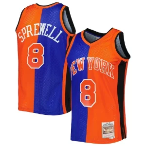 Lussuoso Fantastico Prestigioso Latrell Sprewell New York Knicks Hardwood Classics 1998/99 Split Swingman Jersey Blue/Orange  per i veri fan