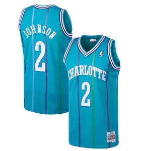 Lussuoso Larry Johnson Charlotte Hornets 1992/93 Hardwood Classics Swingman Jersey Teal  per i veri fan