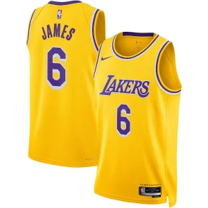 Lussuoso LeBron James Los Angeles Lakers Nike Unisex Swingman Jersey Icon Edition Gold  per i veri fan
