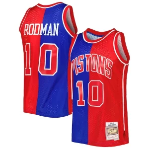 Magnifico Eccezionale Accattivante Dennis Rodman Detroit Pistons Hardwood Classics 1988/89 Split Swingman Jersey Blue/Red  per i veri fan