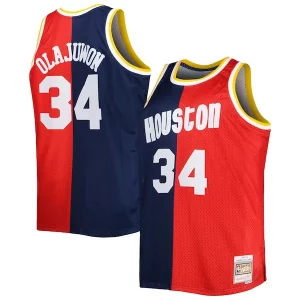 Magnifico Elegante Hakeem Olajuwon Houston Rockets Big & Tall Hardwood Classics 1993/94 Split Swingman Jersey Navy/Red  per i veri fan
