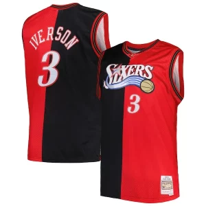 Magnifico Incantevole Duraturo Allen Iverson Philadelphia 76ers Big & Tall Hardwood Classics 2000/01 Split Swingman Jersey Black/Red  per i veri fan