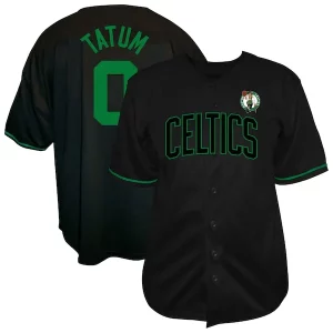Magnifico Jayson Tatum Boston Celtics Profile Big & Tall Name & Number Button Up Jersey Black  per i veri fan