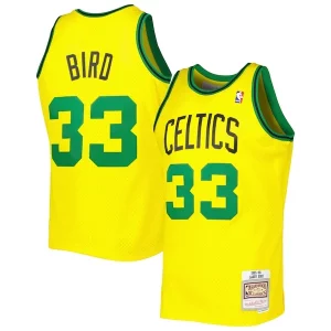 Magnifico Pratico Bellissimo Larry Bird Boston Celtics 1985 86 Hardwood Classics Reload 3.0 Swingman Jersey Gold  per i veri fan