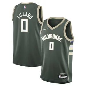 Meraviglioso Damian Lillard Milwaukee Bucks Nike Youth Swingman Jersey Icon Edition Hunter Green  per i veri fan