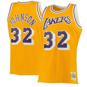 Meraviglioso Delizioso Lussuoso Magic Johnson Los Angeles Lakers 1984/85 Hardwood Classics Swingman Jersey Gold/Purple  per i veri fan