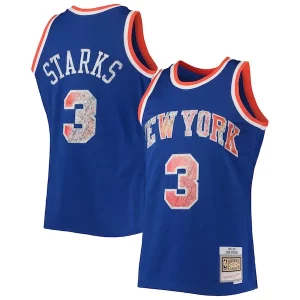Meraviglioso John Starks New York Knicks 1991/92 Hardwood Classics NBA 75th Anniversary Diamond Swingman Jersey Blue  per i veri fan