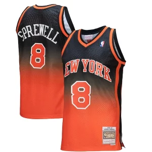 Meraviglioso Latrell Sprewell New York Knicks 1998/99 Hardwood Classics Fadeaway Swingman Player Jersey Orange/Black  per i veri fan