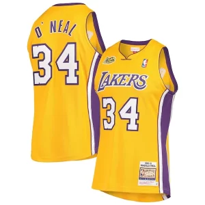 Moderno Duraturo Shaquille O'Neal Los Angeles Lakers 2000 NBA Finals Hardwood Classics Authentic Jersey Gold  per i veri fan