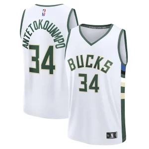 Ottimo Giannis Antetokounmpo Milwaukee Bucks Fast Break Replica Player Jersey Association Edition White  per i veri fan