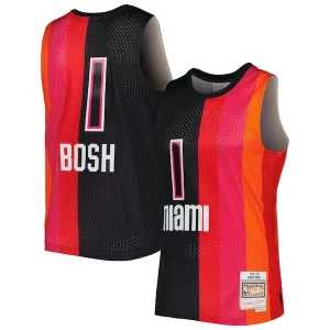 Ottimo Splendido Chris Bosh Miami Heat Hardwood Classics 2011/12 Split Swingman Jersey Black/Red  per i veri fan