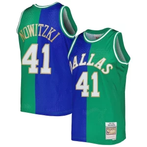 Pratico Dirk Nowitzki Dirk Nowitzki Hardwood Classics 1998/2019 Split Swingman Jersey Blue/Green  per i veri fan