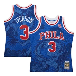 Pratico Eccezionale Fantastico Allen Iverson Philadelphia 76ers 1996/97 Hardwood Classics Asian Heritage 6.0 Swingman Throwback Player Jersey Royal  per i veri fan