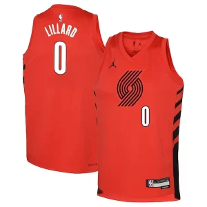 Pratico Raffinato Incantevole Damian Lillard Portland Trail Blazers Jordan Brand Youth Swingman Jersey Statement Edition Red  per i veri fan