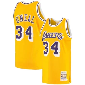 Pratico Shaquille O'Neal Los Angeles Lakers 1996/97 Hardwood Classics Authentic Jersey Gold  per i veri fan
