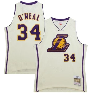 Pratico Shaquille O'Neal Los Angeles Lakers Chainstitch Swingman Jersey Cream  per i veri fan