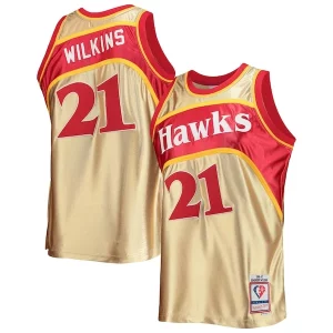 Pratico Versatile Dominique Wilkins Atlanta Hawks 75th Anniversary 1986/87 Hardwood Classics Swingman Jersey Gold  per i veri fan