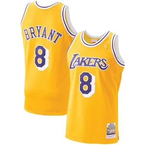 Prestigioso Carino Splendido Men's Los Angeles Lakers Kobe Bryant Gold 1996 97 Hardwood Classics Authentic Player Jersey  per i veri fan