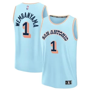 Prestigioso Incantevole Victor Wembanyama San Antonio Spurs 2024/25 Fast Break Player Jersey City Edition Light Blue  per i veri fan