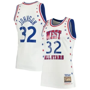 Prestigioso Sofisticato Magic Johnson Los Angeles Lakers 1983 NBA All Star Game Hardwood Classics Authentic Jersey White  per i veri fan