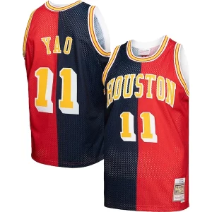 Prestigioso Yao Ming Houston Rockets Hardwood Classics 2004/05 Split Swingman Jersey Navy/Red  per i veri fan