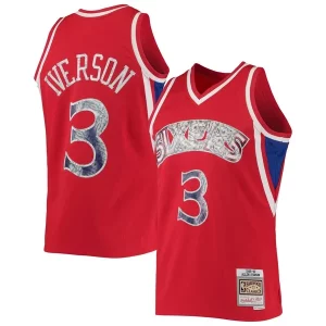 Raffinato Allen Iverson Philadelphia 76ers 1996/97 Hardwood Classics NBA 75th Anniversary Diamond Swingman Jersey Red  per i veri fan