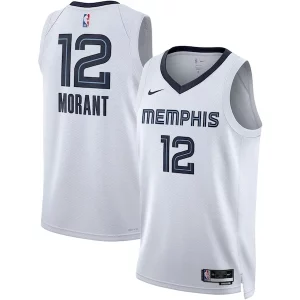 Raffinato Gorgeous Ja Morant Memphis Grizzlies Nike Unisex Swingman Jersey Association Edition White/Navy  per i veri fan