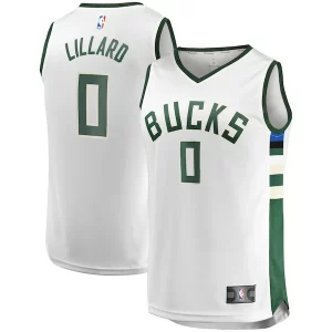 Raffinato Robusto Damian Lillard Milwaukee Bucks Youth Fast Break Player Jersey Association Edition White  per i veri fan