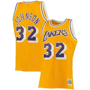 Resistente Fantastico Magic Johnson Los Angeles Lakers 1984/85 Big & Tall Hardwood Classics Swingman Jersey Gold  per i veri fan